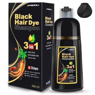 Shampoo Tintura de Cabelo 3 em 1 Mido - Cobre cabelos grisalhos, ingredientes à base de ervas, contém extrato de ginseng