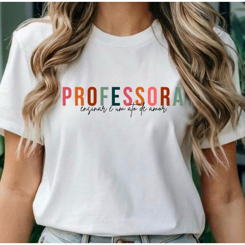 Camiseta Professora Profissão Camiseta Educação Pedagogia Camisa 100% Algodão