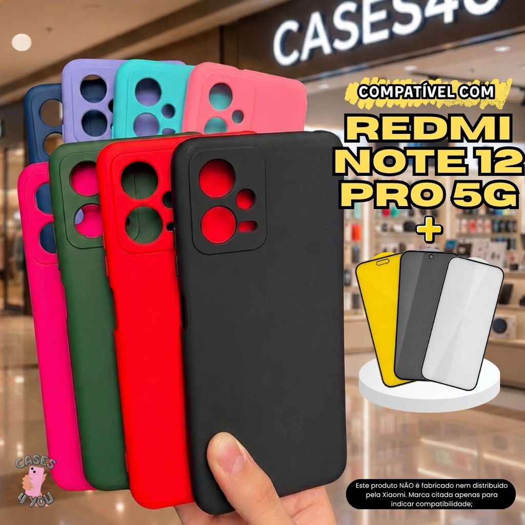 Capa compatível com Xiaomi Redmi Note 12 Pro 5g Capinha + Película 3D Cerâmica Privacidade Câmera