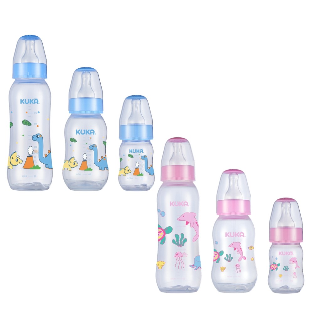 Kit 3 Mamadeiras Natural Color Antivazamento Bico Redondo Universal 70/160/250ml Kuka