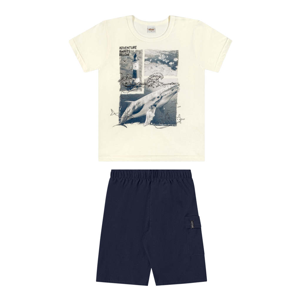 Conjunto Curto Infantil Menino Marítimo Elian Bege