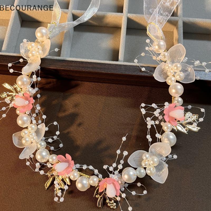 BEC Elegante Meninas Imitado Pérola Cabelo Cocar Bebê Flor Grinalda Guirlanda Cabeça Argola De Casamento NG