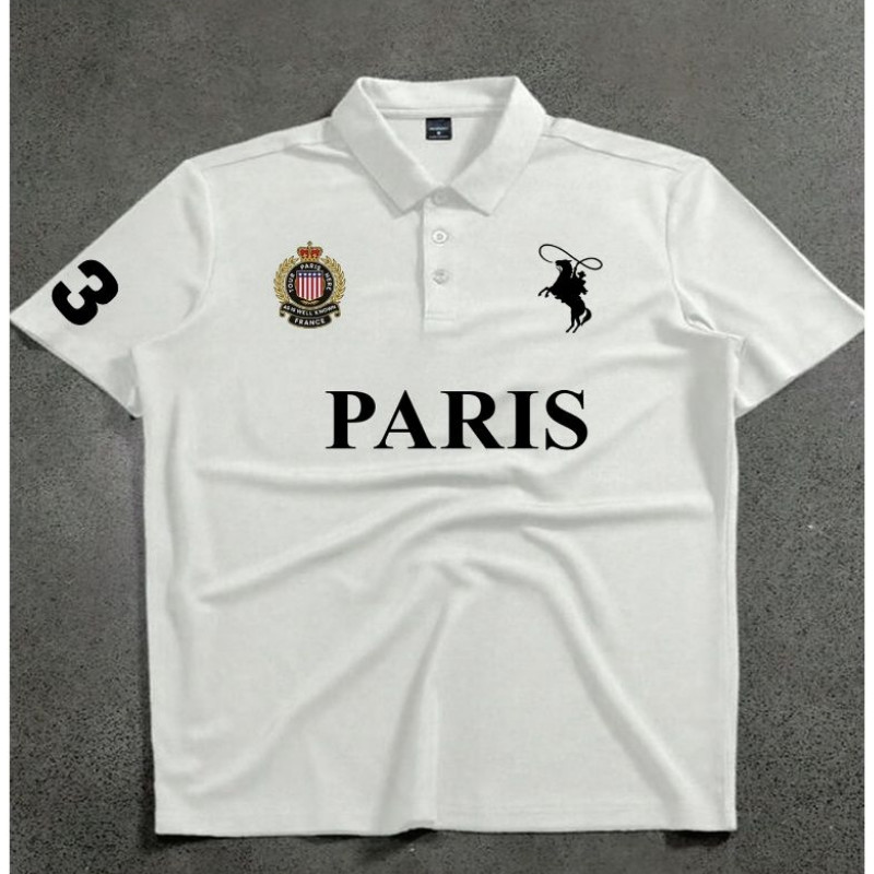 Detalhes do Camisa polo masculina Camisas Masculina Luxo Paris de Manga Curta Casual Alta Qualidade