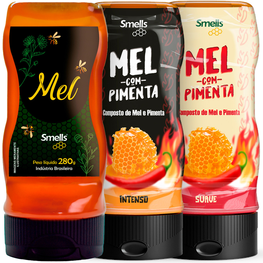 Bisnaga De Mel 280g Smells Sabores Pimenta Intenso Suave Molho Frios Salada Churrasco Tempero