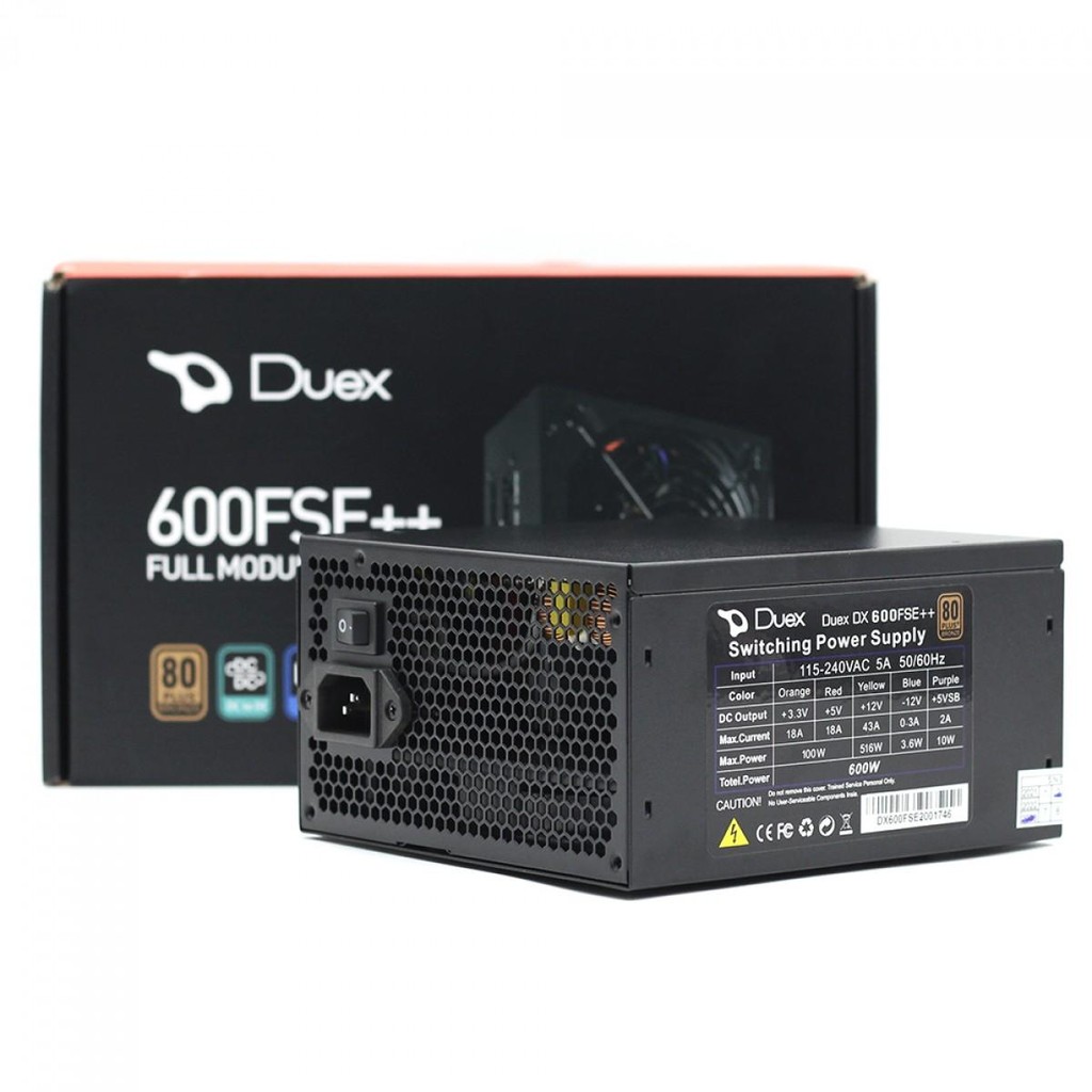Fonte Duex 600FSE++, 600W, 80 Plus Bronze, PFC Ativo, Full Modular, DX600FSE++ em Oferta na Shopee