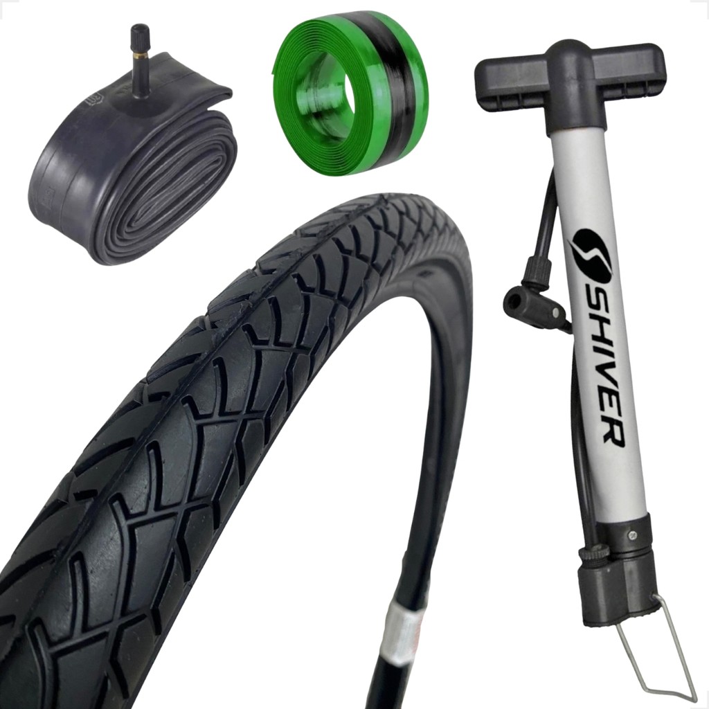 Pneu Bicicleta Shiver Praieiro Beach Passeio Aro 26 X 1.95 Balão Urbano + Camara bomba fita antifuro