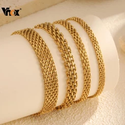 Pulseira De Corrente De Elo De Relógio Vnox Para Mulheres , Pulso À Prova D'água De Aço Inoxidável Dourado Joias De Moda