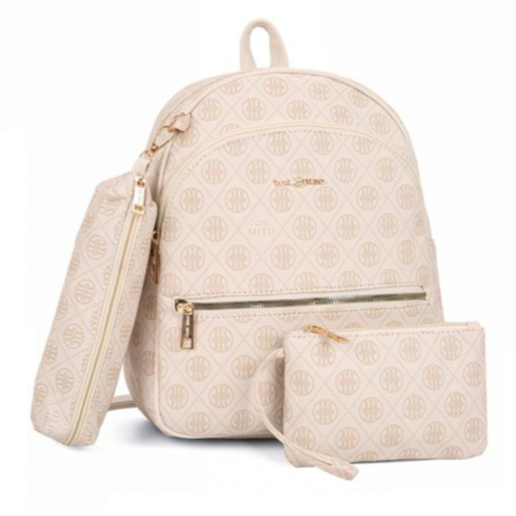 Bolsa Mochila Grande De Ombro Feminina De Couro Sofisticada Elegante PU TM9105 DONG