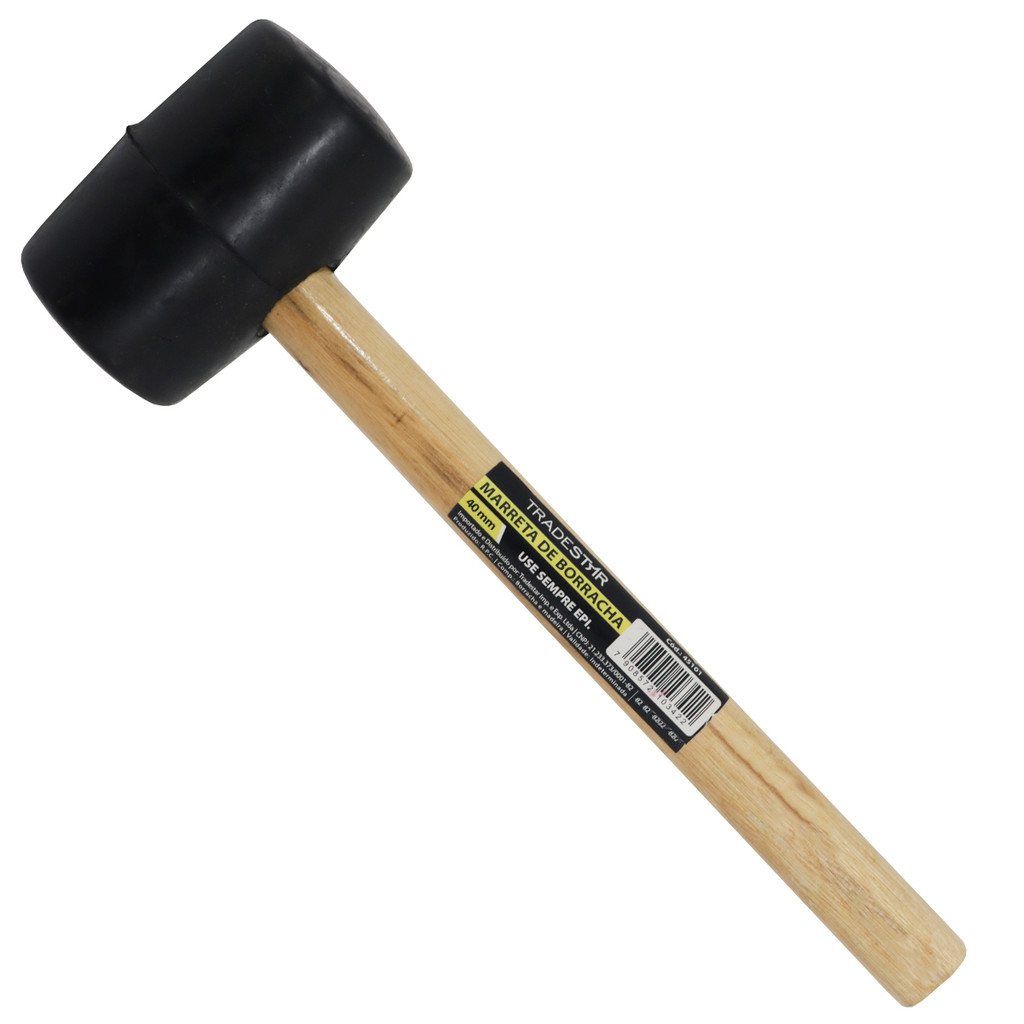 Martelo de Borracha 40 mm Preto Cabo Madeira Tradestar em Oferta na Shopee