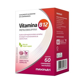 VITAMINA B12 MASTIGAVEIS - 60 caps MAXINUTRI em Oferta na Shopee