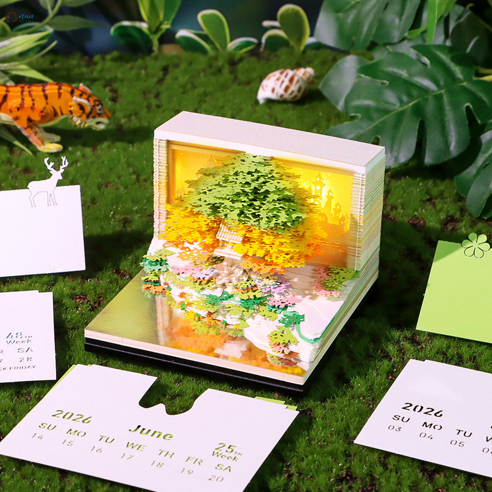 Calendário De Mesa Estético 2026 Tema Natureza Rasgar Escultura Pegajosa Poste DIY Para Decoração