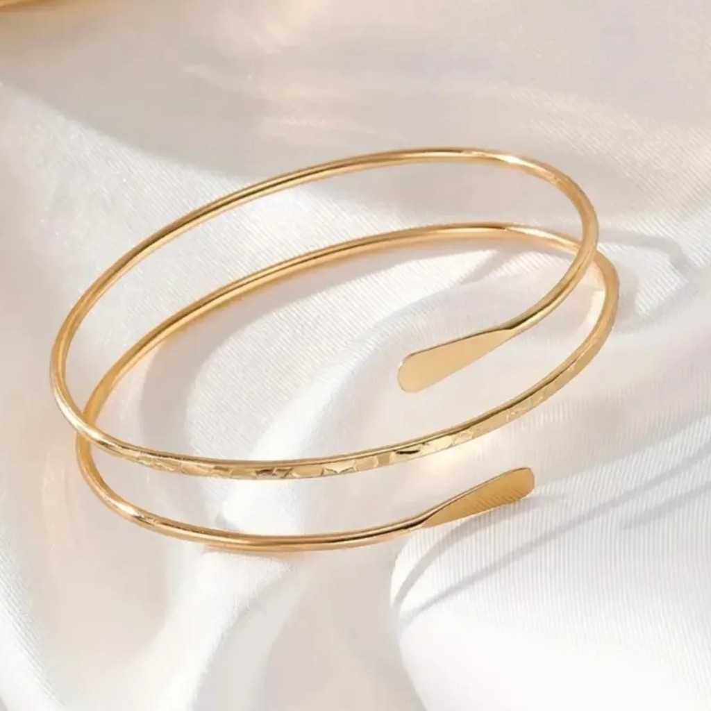 Pulseira Bracelete Dourada para Braço Feminino - Bracelete Superior em Camadas, Bracelete Minimalista Empilhável em Oferta na Shopee