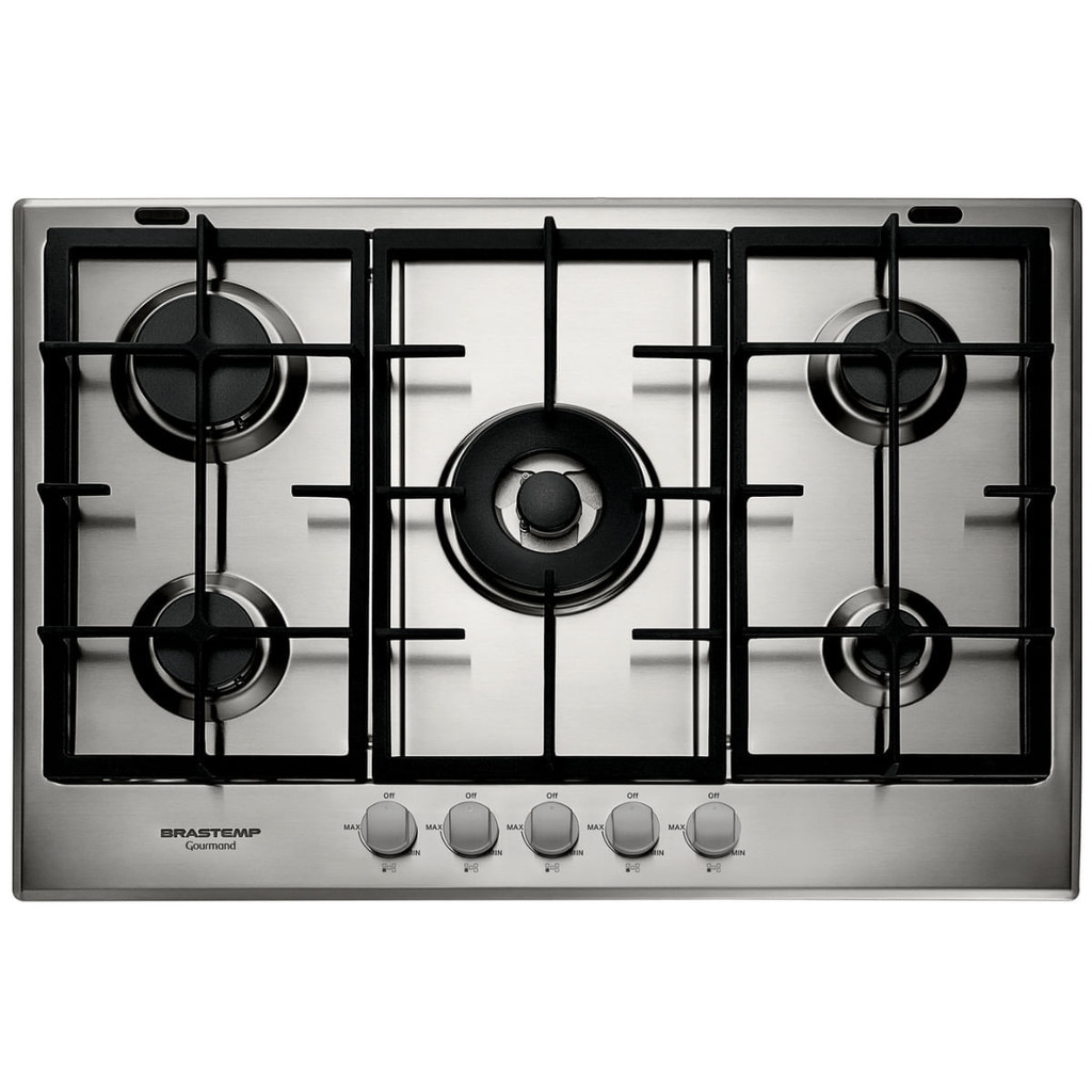Cooktop a Gás Brastemp Gourmand 5Q 75cm Inox 220V BDK75DRBNA em Oferta na Shopee