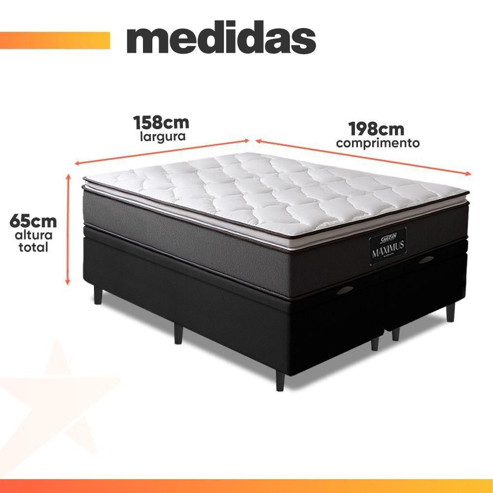 Cama Box Baú Queen Molas Ensacadas 158x198x69cm Cinza/P&B — imagem 2 de 2