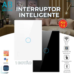 Interruptor Inteligente de Toque Wifi Com 1 Botão Controle por Aplicativo Alexa Tuya e Google