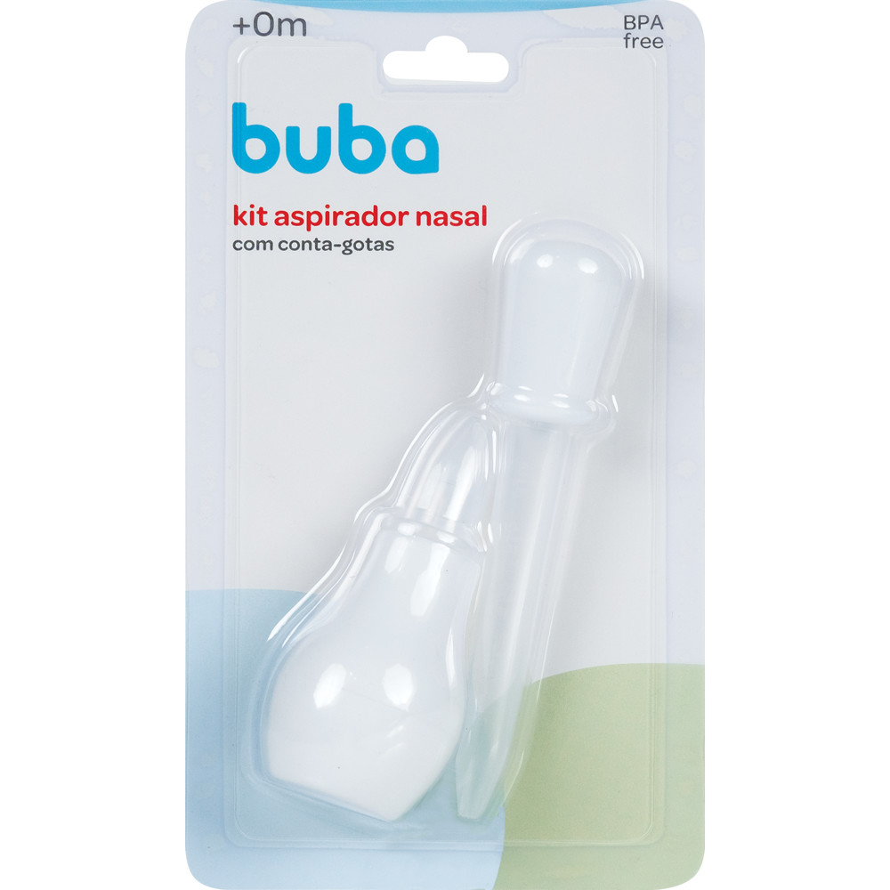 Aspirador Nasal com Conta Gotas Buba Bebê Kit Nariz Sugador Secreção Infantil