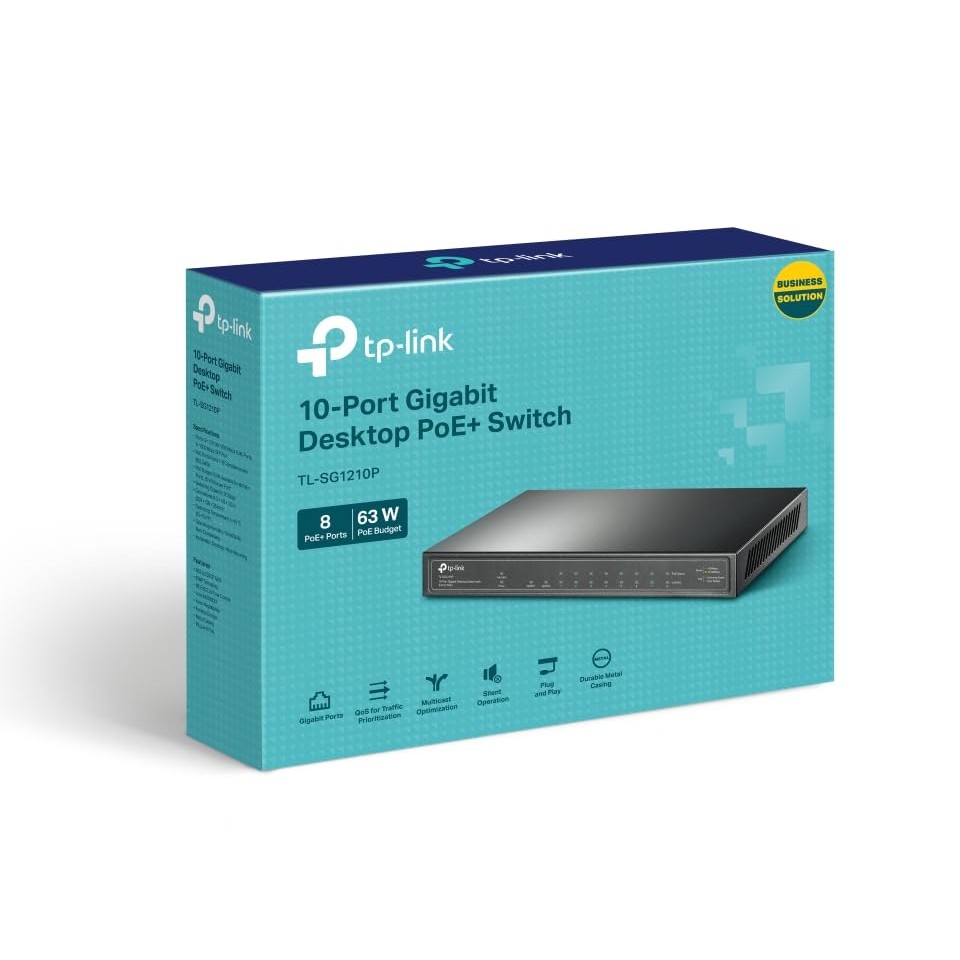 Switch Gerenciável TP-Link TL-SG1210P – 10 Portas Gigabit, PoE, Ideal para Redes Corporativas