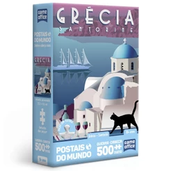 QUEBRA CABEÇA NANO GRÉCIA SANTORINI POSTAIS DO MUNDO 500 PEÇAS PEQUENAS TOYSTER PUZZLE PAISAGEM MAR