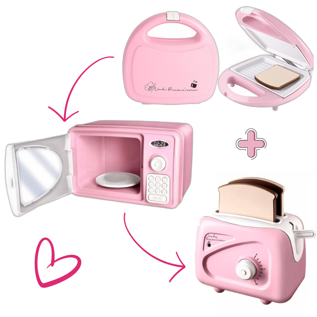 Sanduicheira Torradeira Microondas Infantil Rosa Brinquedo de Cozinha Le Chef Usual em Oferta na Shopee