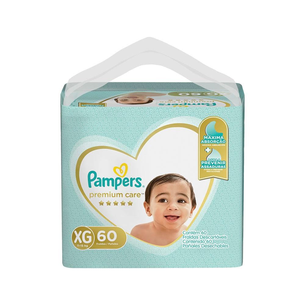 Fralda Pampers Premium Care C/60Un Tamanho Xg em Oferta na Shopee