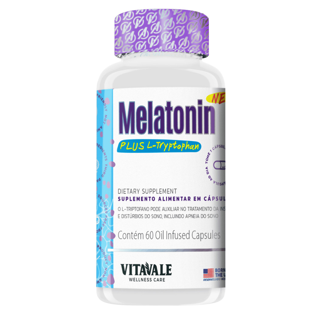 Melatonin com L-Triptofano Vitavale 60 Cáps Suplemento Sono