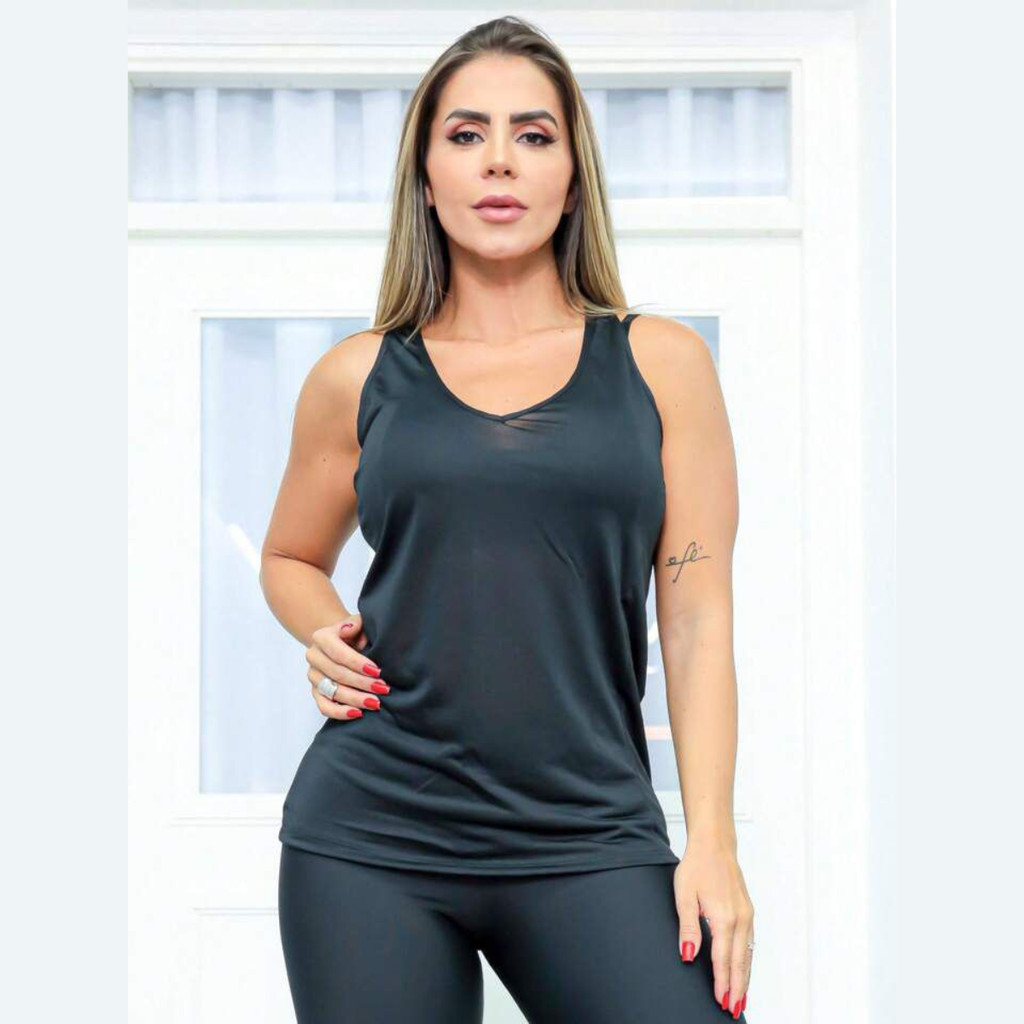Regata Feminina Academia Dry Fit Fitness Básica Blusa Treino Crossfit em Oferta na Shopee