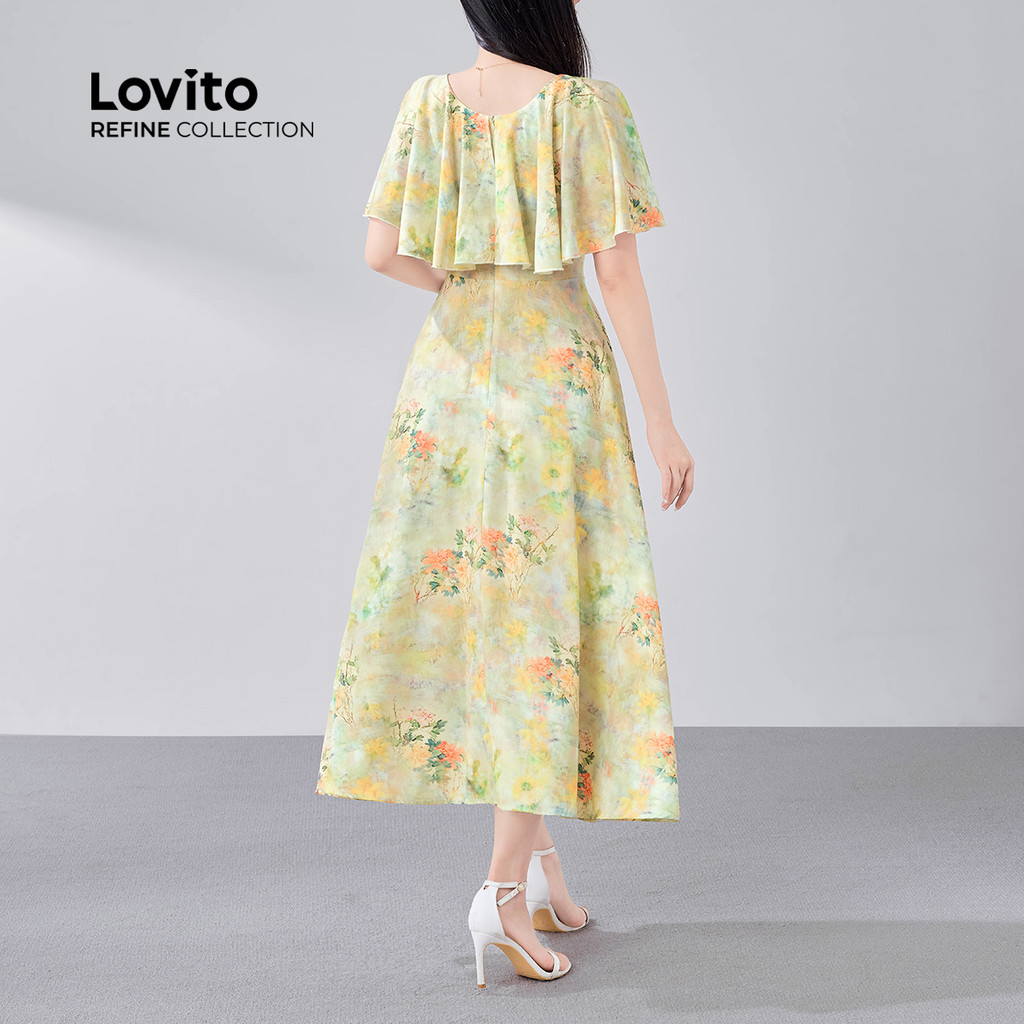 Detalhes do (Lovito Refine) Vestido Elegante Primavera/verão para Mulheres LR18E013