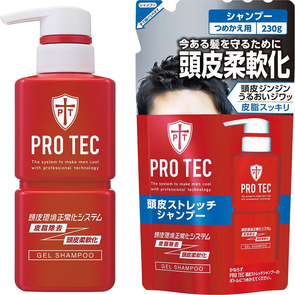 PRO TEC Scalp Stretch Shampoo 300g Bomba + 230g Conjunto De Recarga Para Cabelos Normais | Japonês Quasi-Drug Prevenção De Coceira Em Caspa Hidrata E Suaviza O Couro Cabeludo Mais Saudáveis Limpeza Profunda Refrescante Experiência Ultimate Comfort & Clean