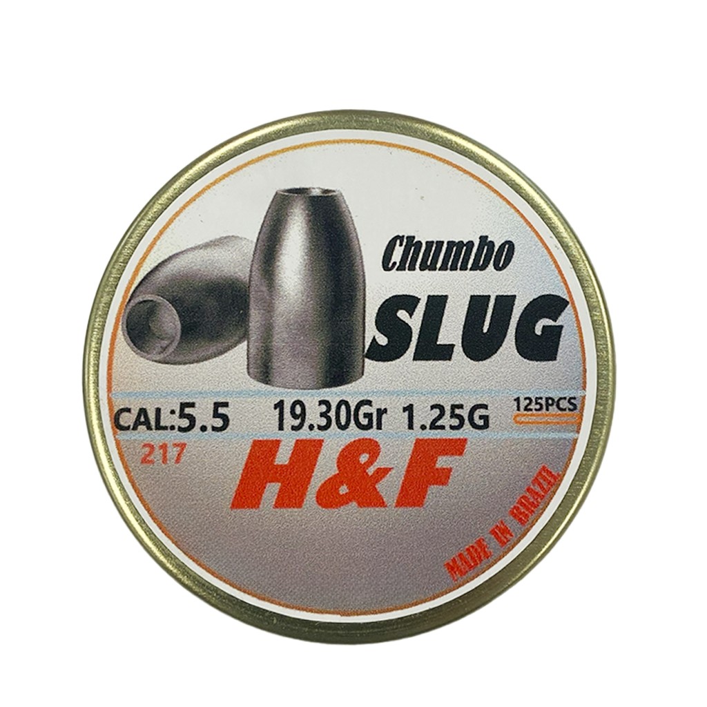 Chumbinho Slug 5.5mm 1.25g 19.3GR 125un - Slug H&F