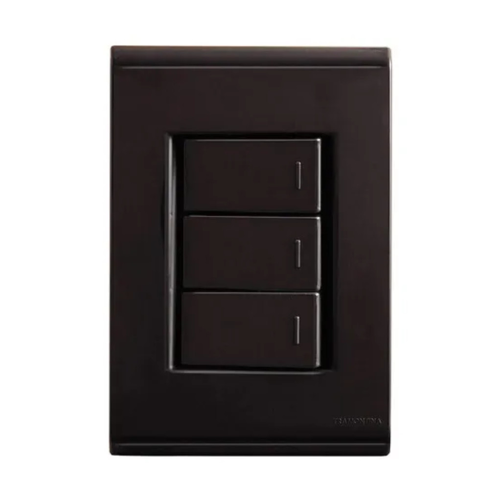 Interruptor Triplo Simples Preto Grafite Liz 4x2 Tramontina