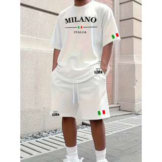 Conjunto Camiseta + Short Moletom Estampado Milano Itália Street Camiseta Malha Linha Premium + Short Mauricinho em Oferta na Shopee