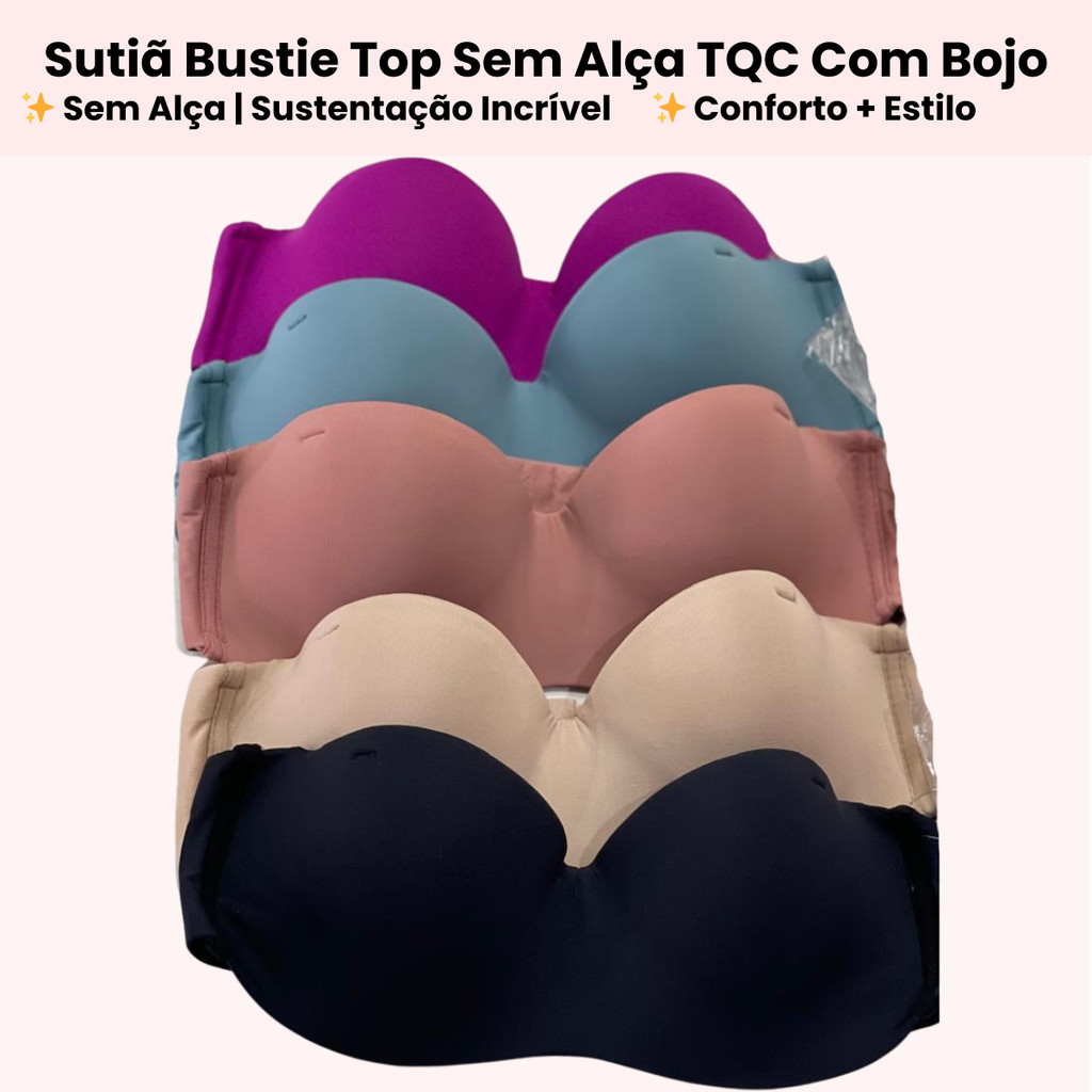 Sutiã Bustie Top Sem Alça Tomara Que Caia Com Bojo em Oferta na Shopee