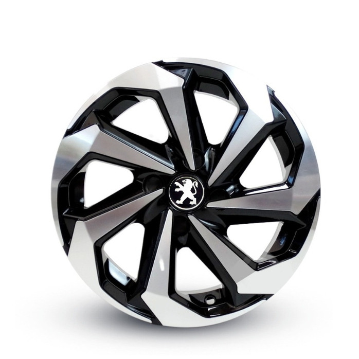 Jogo 4 Calotas Spider Aro 15 Prata/Preto Peugeot 206 207 208 306 307 308