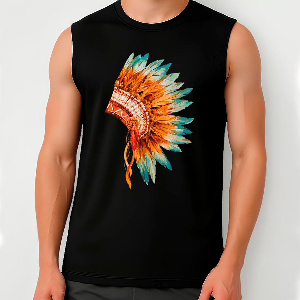 Camisa Regata Corte Fio Bruto Xamanismo Cocar Caboclo Ancestral Santo Daime