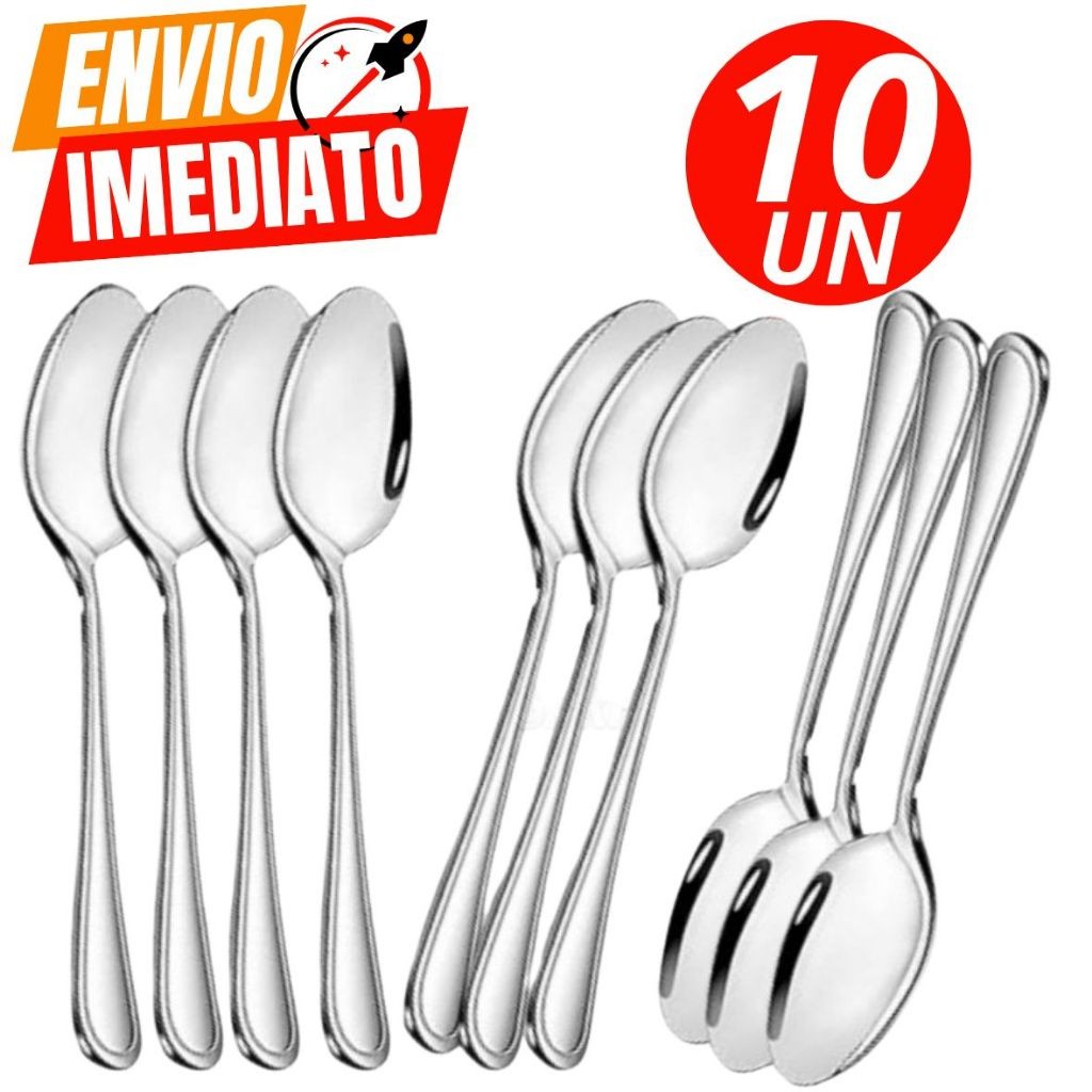 Kit Com 10 Colheres de Inox Polido Premium Colher Alta qualidade Promoção casa Cozinha Buffet Restaurante