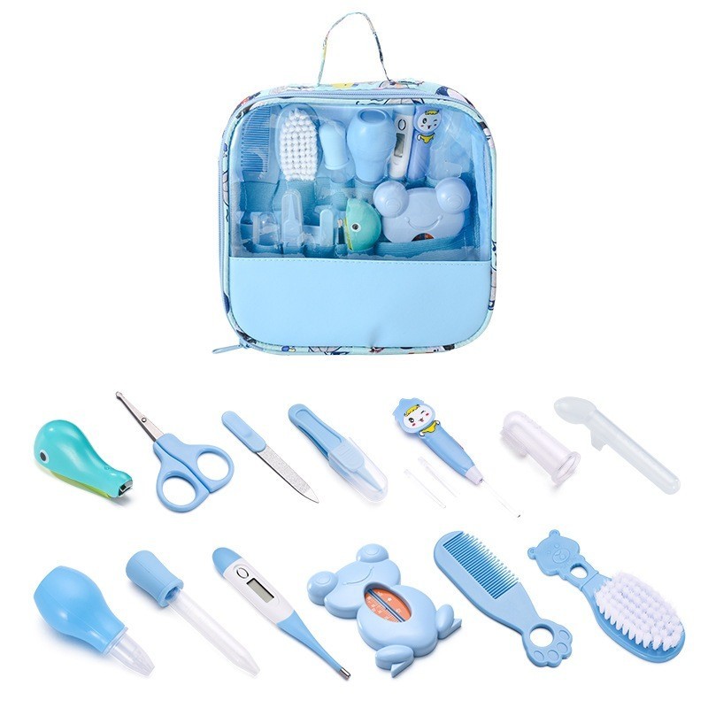 Kit 13 Peças Higiene Bebê Recém-Nascido,Cortador Unha, Escova e Pente Cabelo, Presente Essential JJ