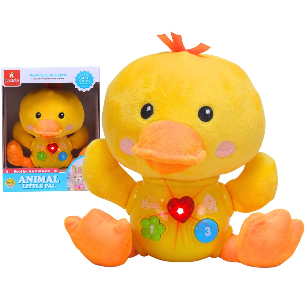 Patinho de Pelúcia Musical Infantil C/ Som e Luz - Castela Brasil em Oferta na Shopee