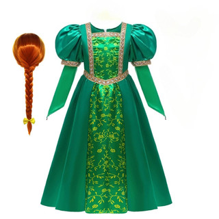 Cosplay Girls Green Dress Clothing  Costume Disguise Kids Role play