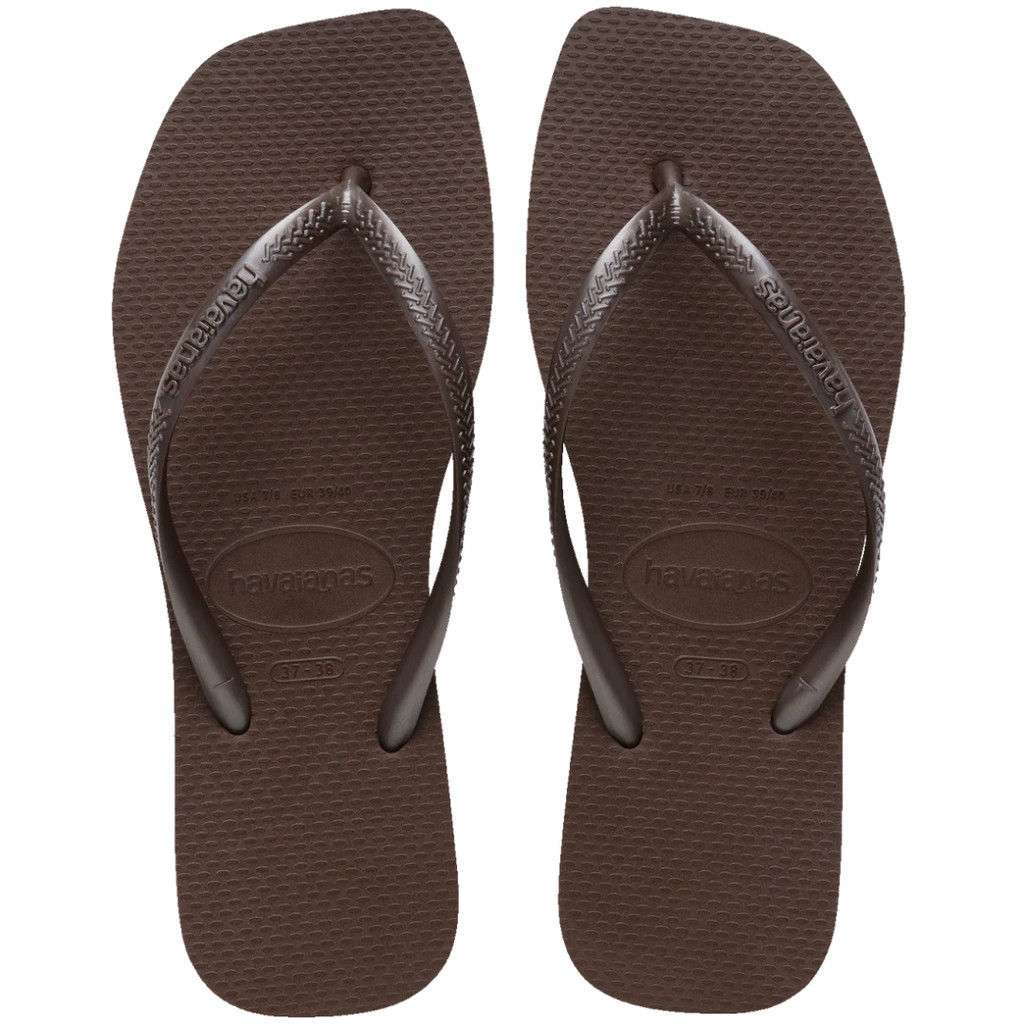 Havaianas Sandália Slim Square Cor Café Chinelo Feminino Bico Ponta Quadrada Original ®