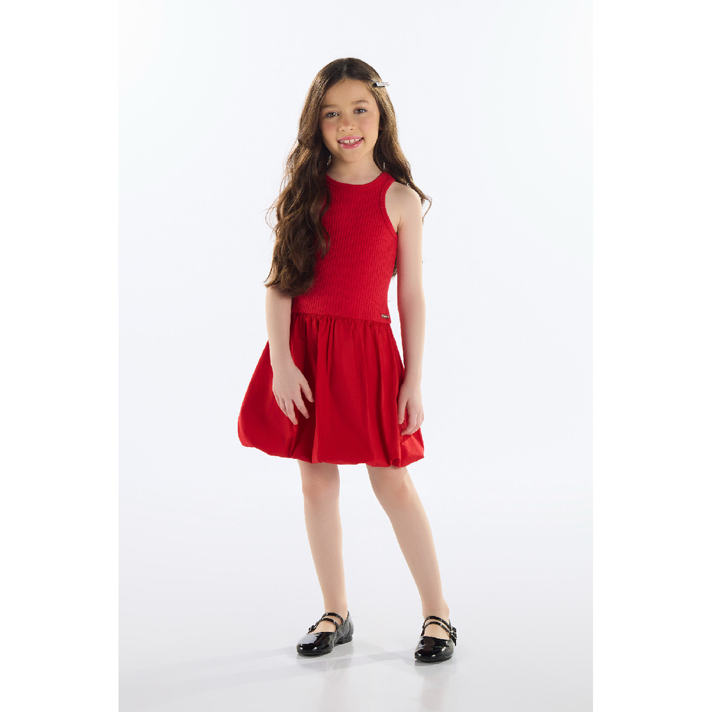Vestido em Tricoline Infantil Quimby