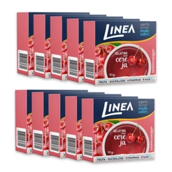 Kit com 10 Gelatinas Em Pó Linea Sabor Cereja 10g