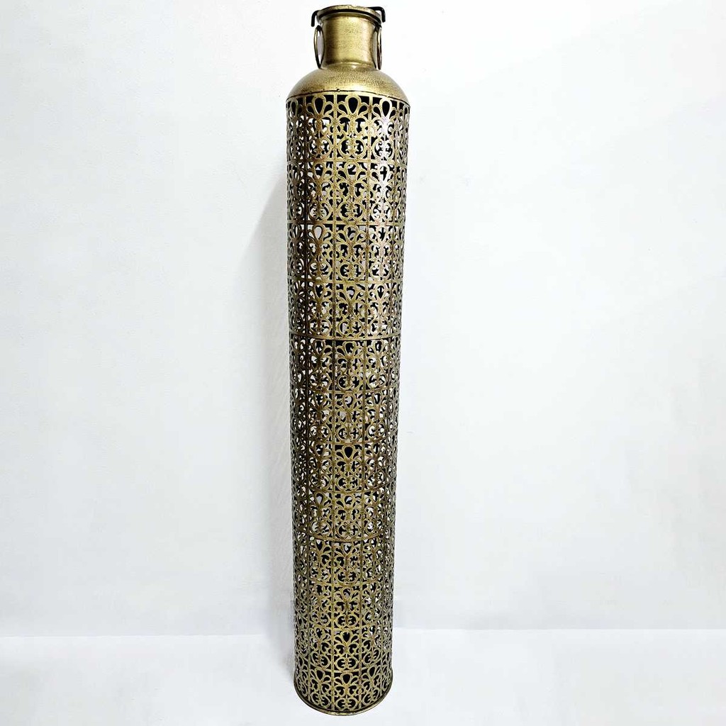 Vaso Lamparina Indiano de Ferro Dourado 121 cm de Altura