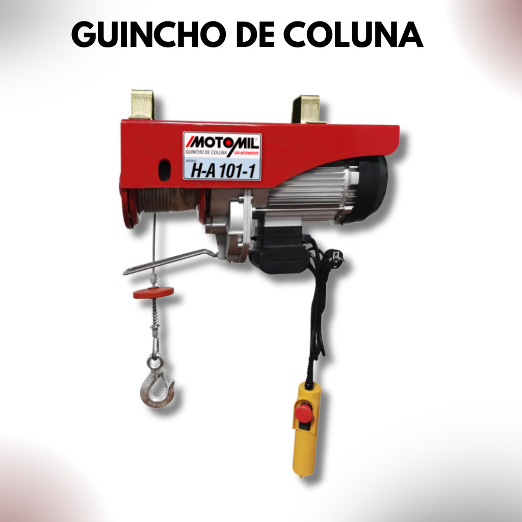Guincho de Coluna Elétrico 220V 100/200kg Elevação de Cargas Compacta e Segura