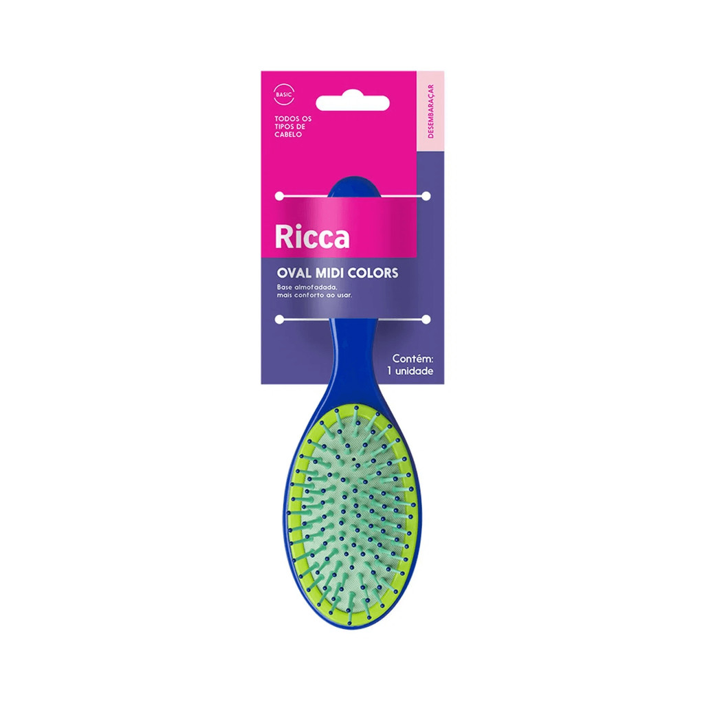 Escova Ricca Oval Midi Colors em Oferta na Shopee