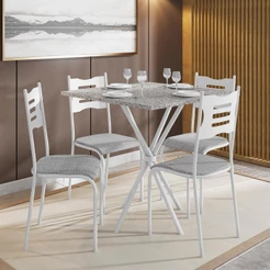 Kit Mesa Diamante 542 Sala de Jantar 4 Cadeiras Pés Tubular