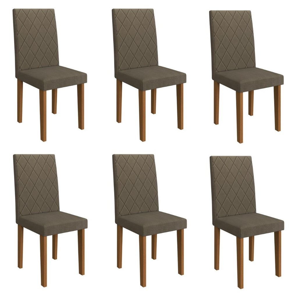 Kit 6 Cadeiras de Jantar Estofadas 43,5cm Multimóveis CR50220 em Oferta na Shopee