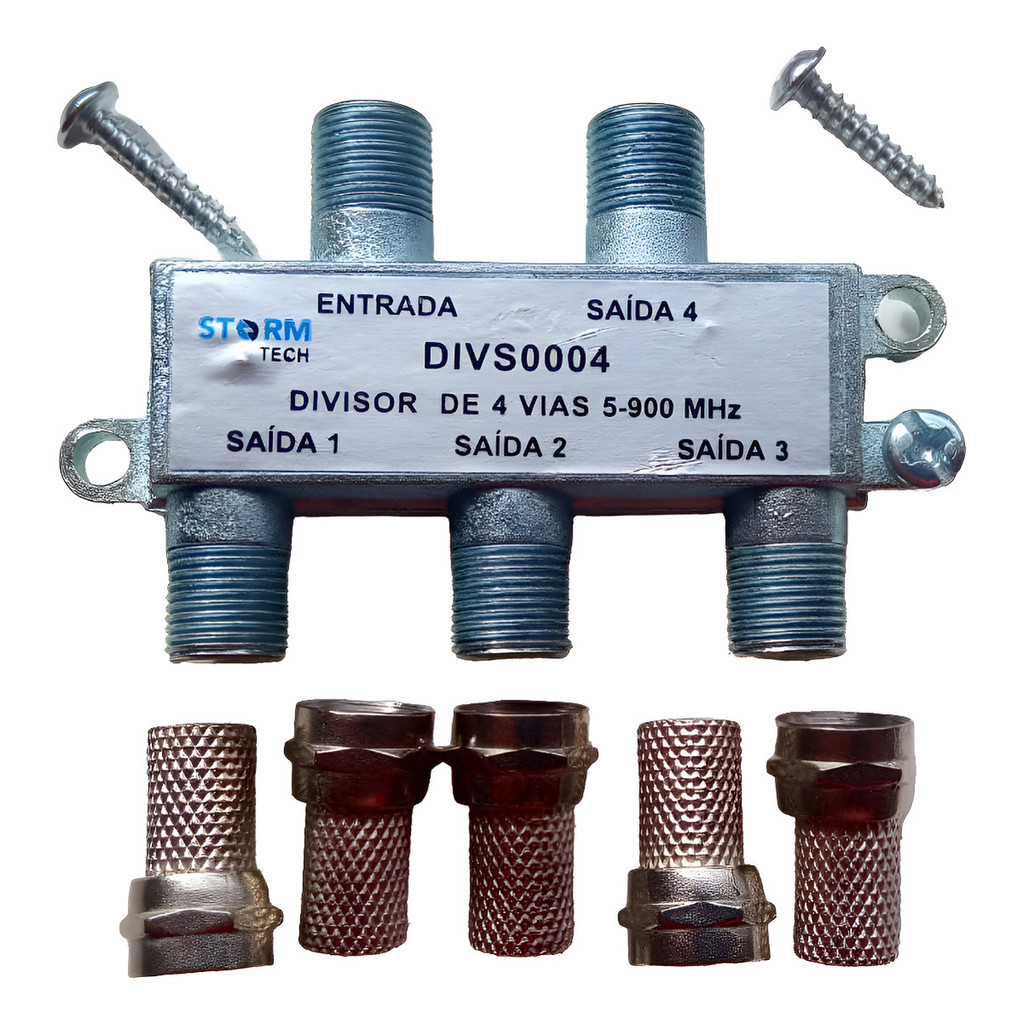 Divisor Antena Vhf Uhf 1 Ent E 4 Saída 5 A 900mhz + Conector