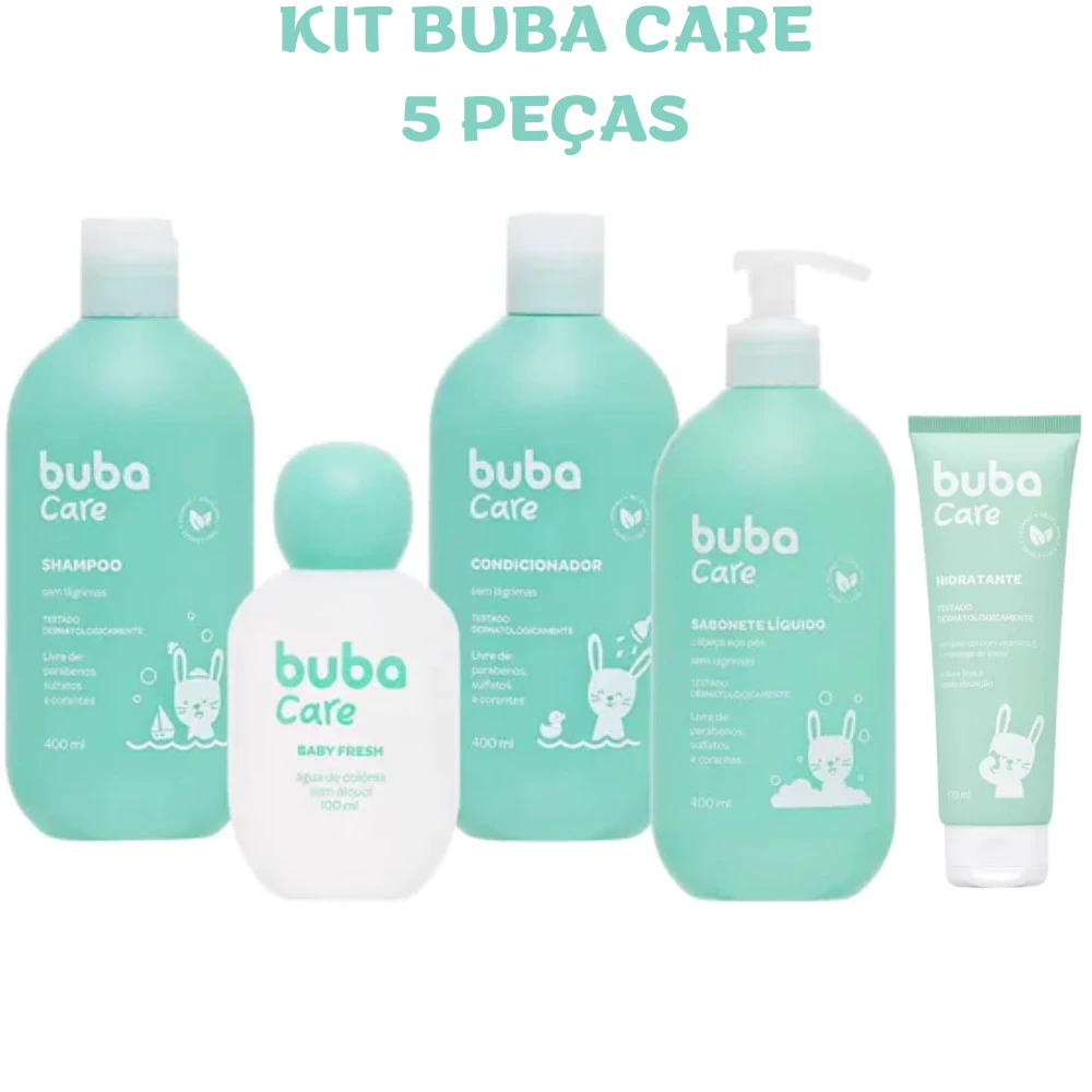 KIT SHAMPOO 400, COND 400, SAB LIQ 400, HIDRATANTE E COLÔNIA - BUBA CARE