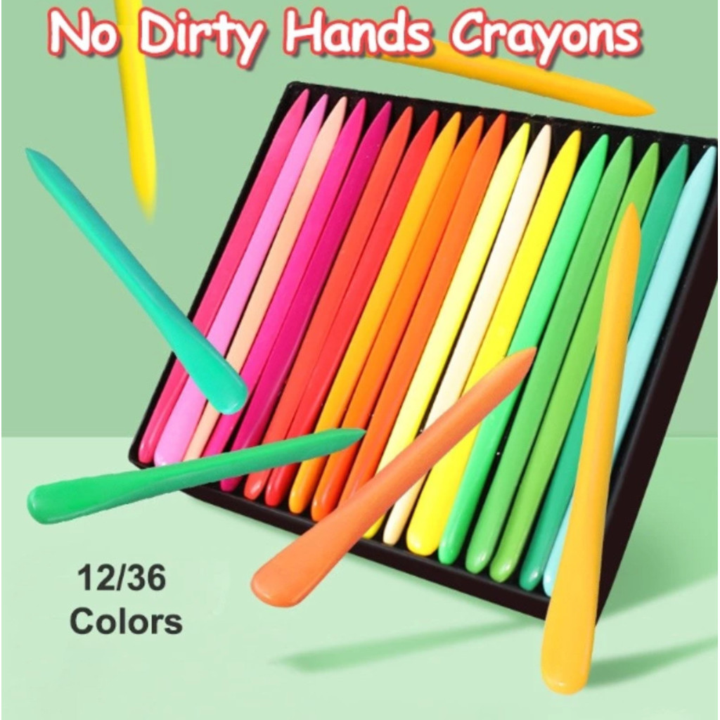 Giz De Cera Plástico Triangular Lápis 6/12/24/36 Conjuntos Macio, Durável E Lavável,Lavável E Não Tóxico Antiaderente em Oferta na Shopee