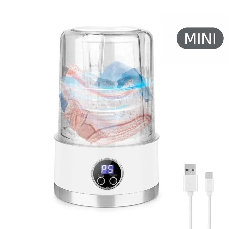 Mini Máquina de Lavar Portátil 1000ml – Lavadora Compacta USB para Roupas Íntimas, Meias e...